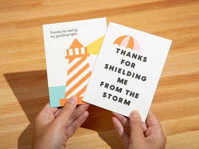 Encouragement Cards design encouragement greeting card illustration light lighthouse stationery storm typography umbrella
