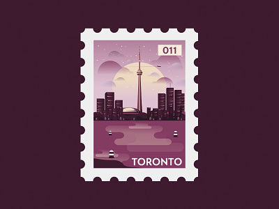 Toronto Post Stamp Illustration 🇨🇦 affinity affinitydesign architecture canada cntower flatdesign fresh gradient illustration illustrator print skyline toronto travel vector
