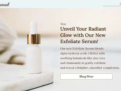 Ethereal Glow Exfoliate Serum Landing Page dailyui landing ui webdesign