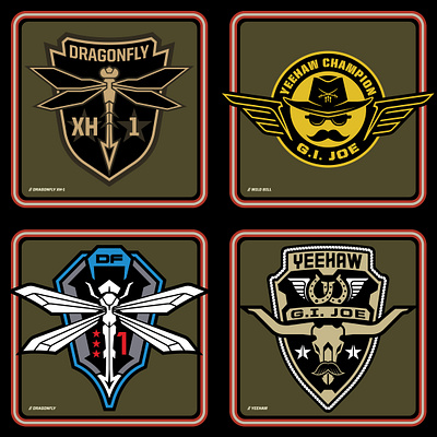 Haslab - Dragonfly XH-1 // G.I. Joe Classified - Badges badge branding design graphic design illustration logo stickers vector