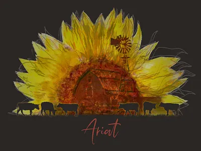 Sunflower Sunset cow farm illustration ranch sunflower sunset tee shirt western