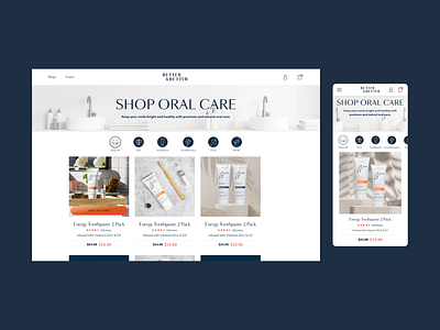 Better & Better PLP and Product Card better branding breath clean commerce dentist ecommerce fresh graphic design hygiene mint mouthcare product card product page shop toothbrush toothpaste ui ux water