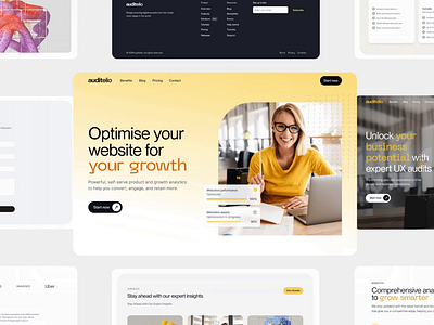 UX Audit Agency - Landing page audit branding design figma interface design landing page motion orange ui ux web website yellow