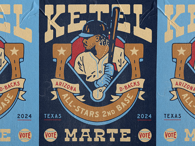 Ketel Marte for the 2024 All-Stars Game 2024 all star all star game arizona baseball diamondbacks horseshoe ketel marte mlb poster second base second baseman texas