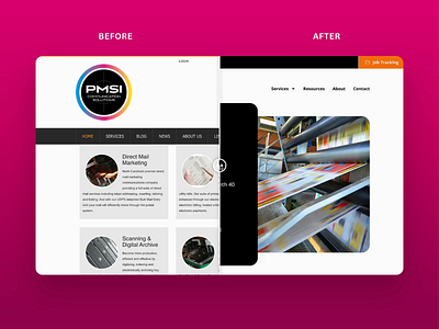 PMSI - Website Before / After before and after bright colorful design home page ui ux web design website