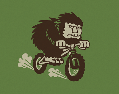 Bigfoot On A Bike badge bicycle bigfoot bike design hand drawn illustration mightymoss mountain typography
