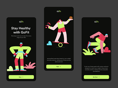 GoFit - Fitness Onboarding Screens 🏋️‍♂️ app fit fit app fitness health mobile app onboarding ui ui design