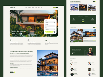 Serene- A Real Estate Website Design architecture branding business custom web design daily ui feature housing landing page marketing minimal product real estate service start up ui uiux design web design