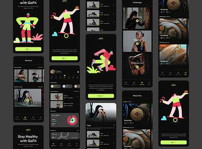 GoFit fit fit app fitness helath ui ui design uiux ux