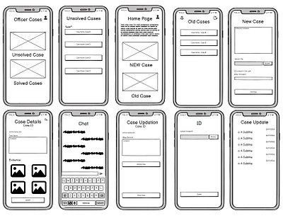 Evidence app wireframe chat wireframe drop down button home screen wireframe mobile app wireframe spalsh screen upload data wireframe upload pic wireframe user privacy wireframes