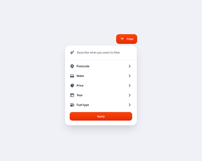 Filter with AI clean filter minimalist popover saas ui ux