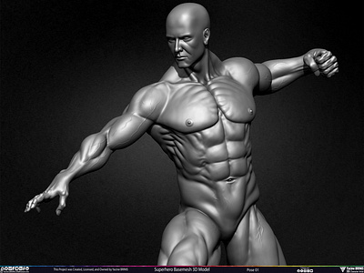 Super-Hero Basemesh 3D Model Pose 01 by Yacine BRINIS Set 003