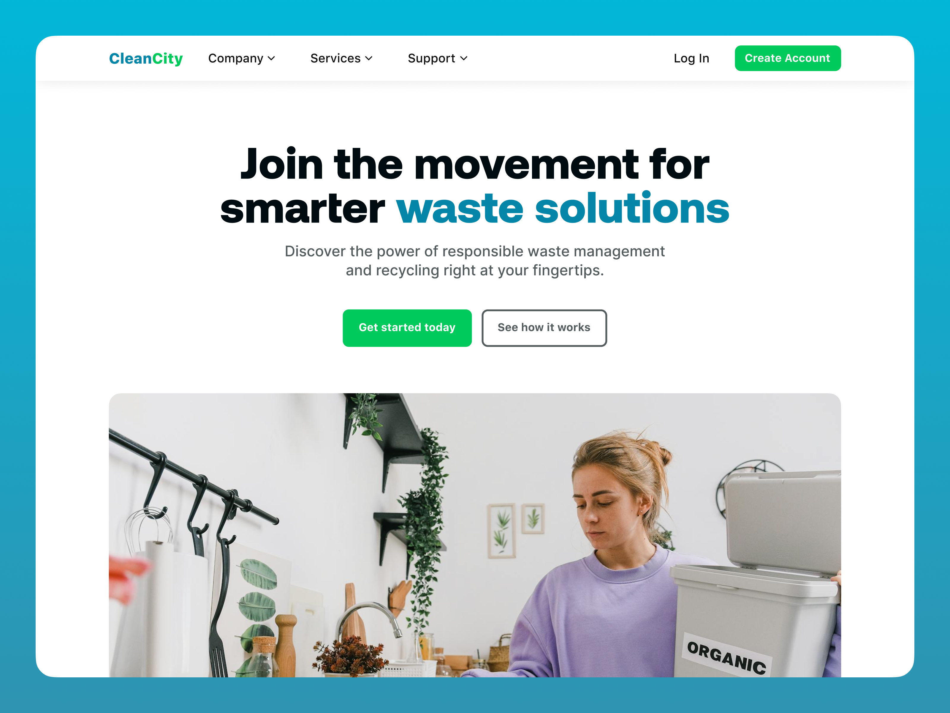 Waste Management Hero Section design green hero hero section landing page organic ui waste