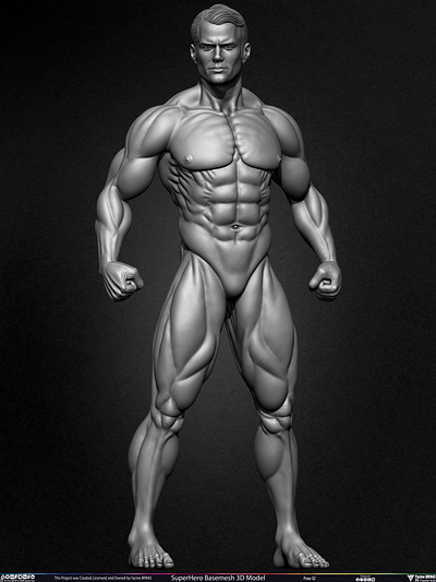 Super-Hero Basemesh 3D Model Pose 02 by Yacine BRINIS Set 002