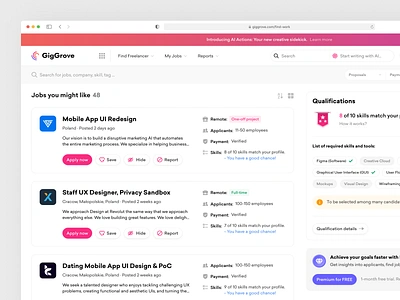 GigGrove - Find Work app b2b b2c branding dashboard dashboarddesign design freelance graphic design interface logo minimal platform platformdesign product saas toglas ui ux