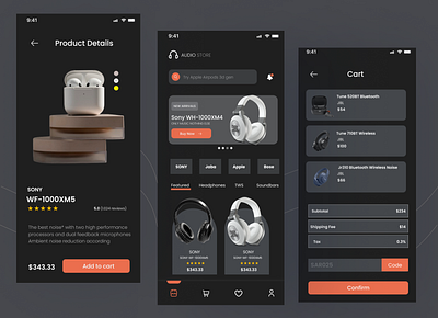 UI/UX Design for AUDIO App app design headphones ui ux