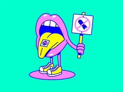 THE PEACE KEEPER acid bomb character character illustration drugs hippy illustration lsd no war psychedelic psychedelics spot illustration tongue trip trippy vector