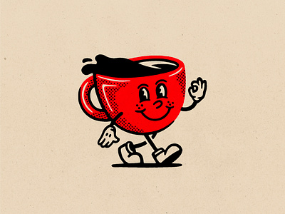 Brandt Creative Co. - Coffee Guy branding coffee coffeecharacter coffeeguy design graphic design happy illustration illustration art texture typography vector vintage vintagecharacter