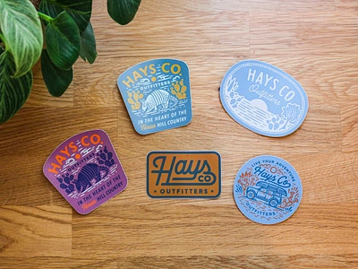 Hays Co. Outfitters - Stickers armadillo branding bronco cactus design graphic design haysco hillcountry illustration illustration art nature outfitters river stickerdesign stickers texas texashillcountry texture typography vector