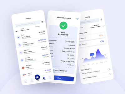 E-Wallet - History apps case study clean design e wallet finance history history feature mobile ui ui design ui light