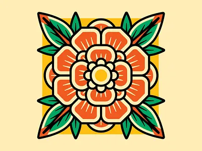 GEO FLOWER badge flash flower geo flower illustration illustrator leaves petals tattoo tattoo flash trad tattoo vector