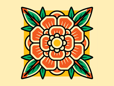 GEO FLOWER badge flash flower geo flower illustration illustrator leaves petals tattoo tattoo flash trad tattoo vector