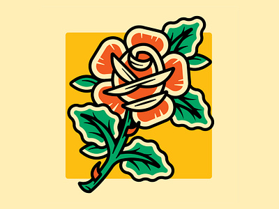 ROSE badge illustration illustrator rose rose tattoo tattoo tattoo flash trad tattoo vector