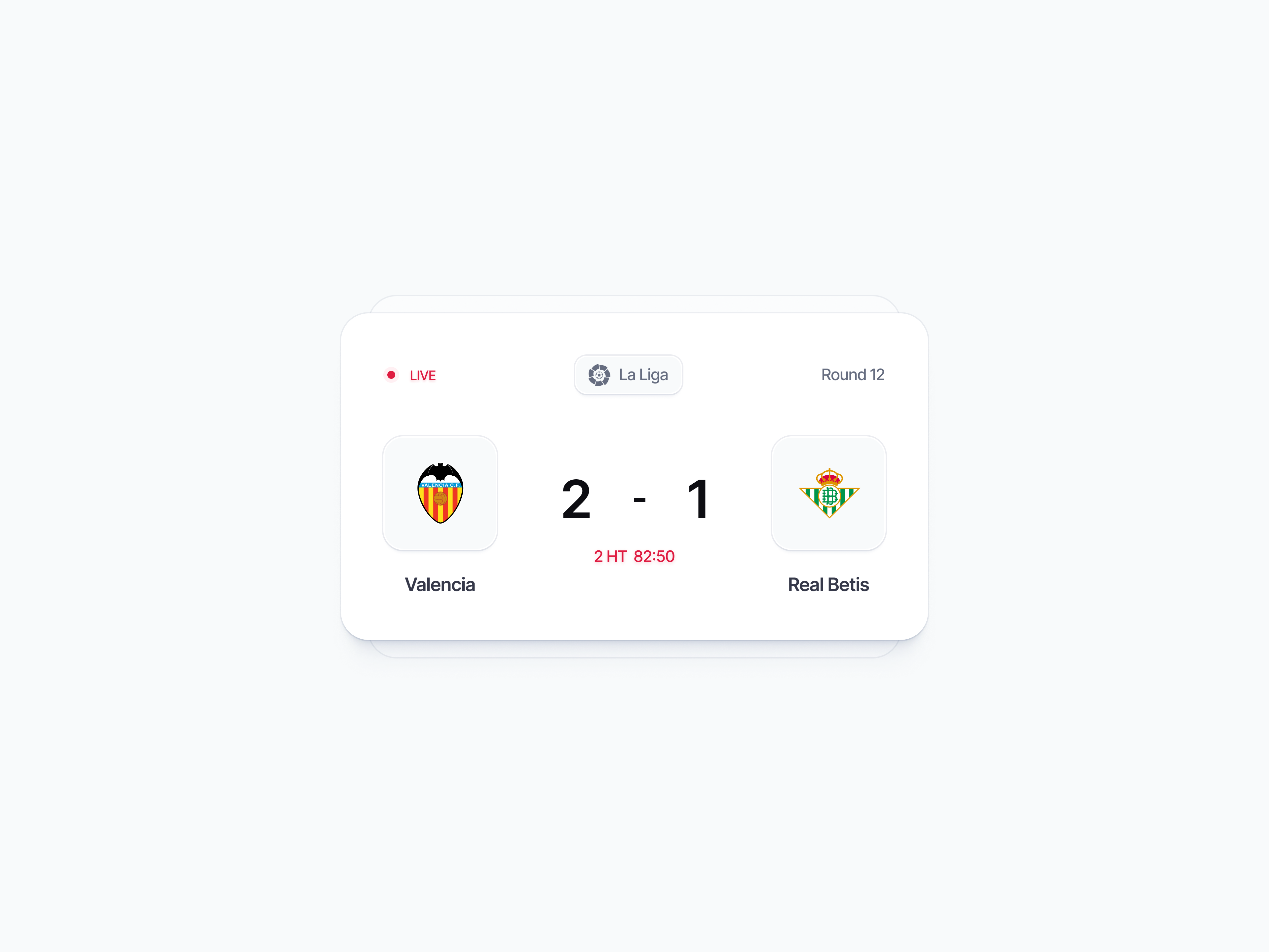 ⚽score card betis card football la liga result score soccer table valencia