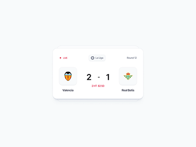 ⚽score card betis card football la liga result score soccer table valencia