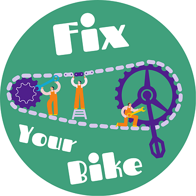 Fix Your Bike - Sticker Design in 4 colors artistic bicycle creative design designer illustration