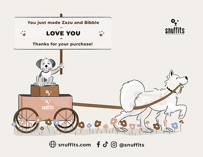 Snuffits Thank you card animalillustration animals artwork branding card cards characterart characterdesign childrenillustration colors design graphic design illustration lineart minimalart petshop thankyoucard vector visualidentity visualstorytelling