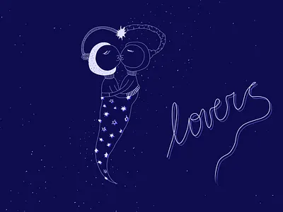 Cosmic lovers 2d art character forever lovers space