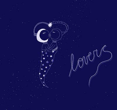 Cosmic lovers 2d art character forever lovers space
