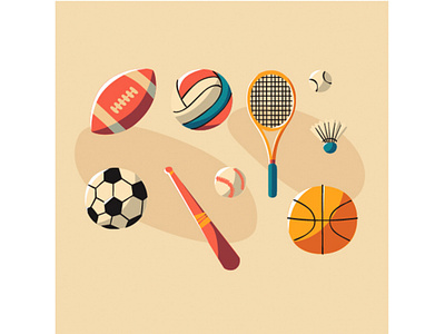 Sport Elements Clipart Illustration activity badminton basketball cartoon clipart cricket element equipment football game icon illustration player sport tennis vector volleyball