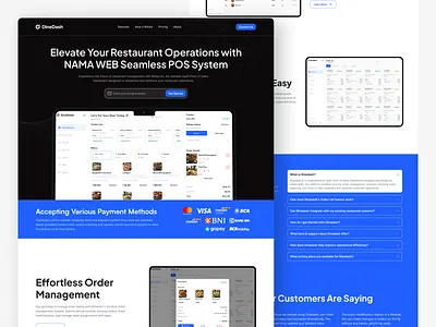 DineDash - POS Landing Page dashboard design landing page point of sale pos restaurant ui ui design web design website