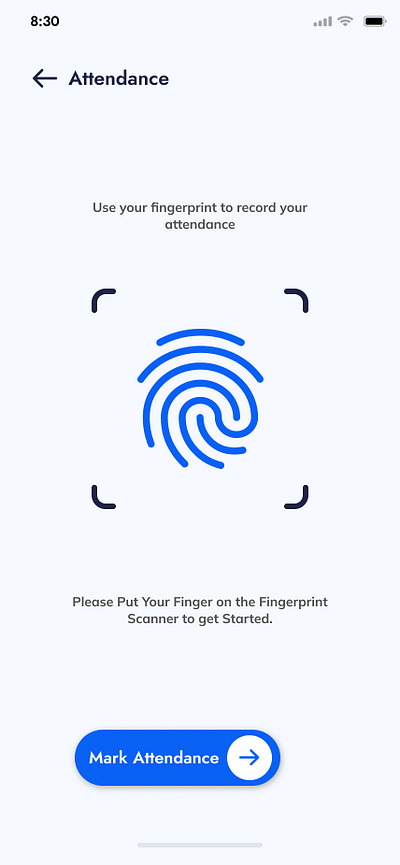 Fingerprint Attendance Screen design desktop figma fingerprint illustration mobile ui ux