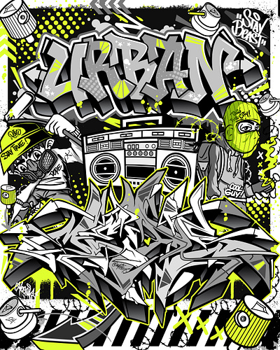Urban Chaos - Graffiti Illustration artwork character design digital illustration graffiti graffiti art graphic design illustration tshirt design typography vector vector design
