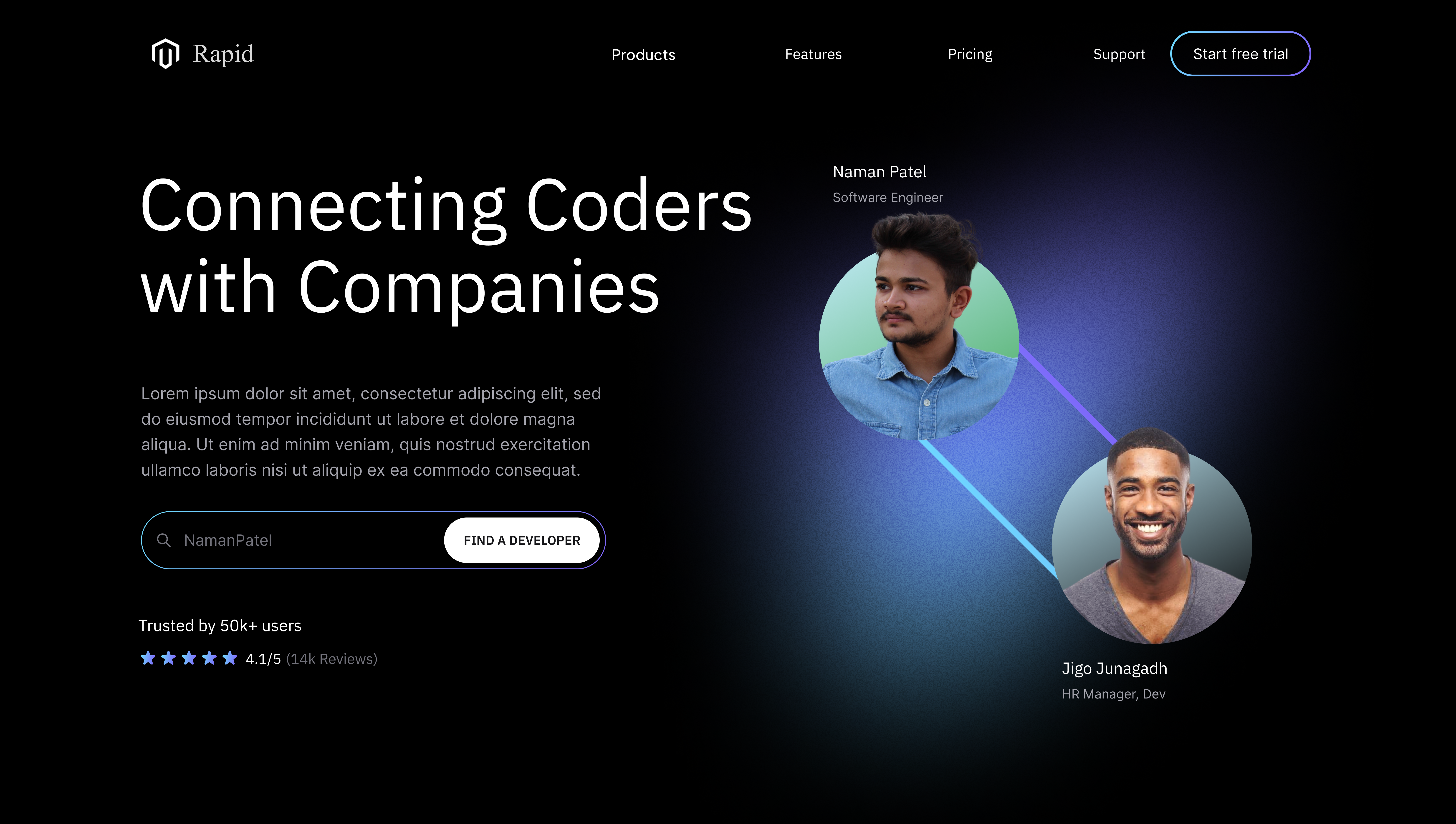 Innovative UI for Connecting Coders - Rapid clean design design inspiration designwithnaman developer platform frontend development graphic design landing page modern ui product design responsive design ui design uiinspiration user experience user interface ux design web design webappdesign