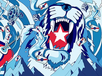 Blue Ribbon Beer Illustration Design branding design illustration