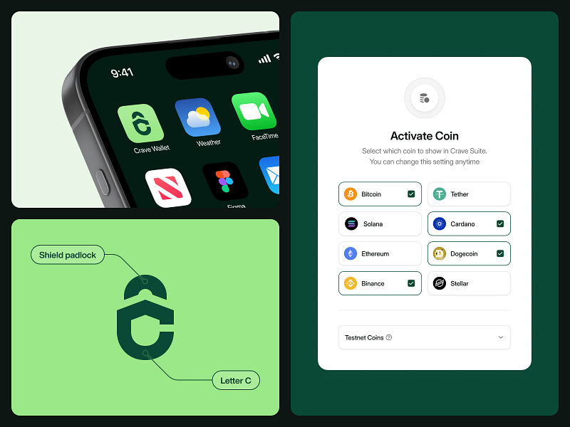 Crave Wallet - Branding app app icon bitcoin blockchain branding branding identity coin cold wallet crypto cryptocurrency design financial fintech logo safe ui ui design ux