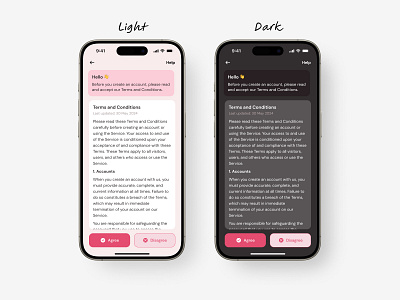 Terms and Conditions / User Consent Page account app clean condition dailyui dark legal mobile app privacy terms terms and conditions ui user consent ux