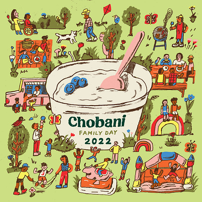 Chobani Family Day Picnic Blanket Design characters design graphic design illustration surface design