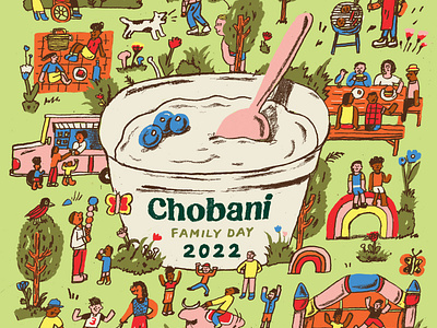 Chobani Family Day Picnic Blanket Design characters design graphic design illustration surface design