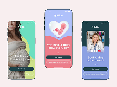 Kiddie | Mobile App Onboarding animation app app design baby tracker doctor app doctor appointment health app health care healthcare app hospital app medical app medical care mobile mobile app motion graphics patient app period tracker pregnancy tracker product design women health app