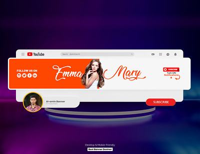 American fashion and beauty YouTube channel Banner Design banner design channel art fashion youtube youtube art youtube banner youtube channel