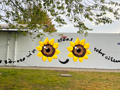 Wall art for Kindergarten. Munich, Germany. flowers graffity illustration kindergarten sunflower wallart