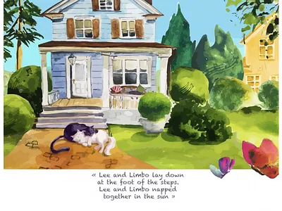 Children book illustration Lee und Limbo. book cats illustration old house vector image watercolours