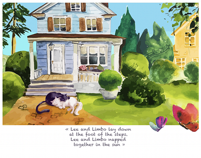 Children book illustration Lee und Limbo. book cats illustration old house vector image watercolours