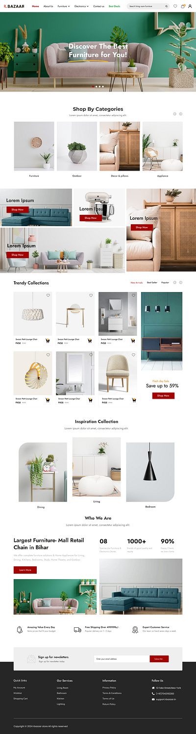 Furniture Ecommerce Landing Page branding design e commerce furniture graphic design home deor landing page style ui user experience