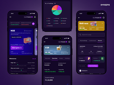 Game-based Stock Trading App UI Design fintech app game based illustration mobile design stock trading app trading platform ui design web design